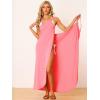 imageAllegra K Womens Sleeveless Cover Ups V Neck Spaghetti Strap Backless Swimsuit Wrap Maxi DressPink