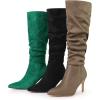 imageAllegra K Womens Slouch Pointed Toe Stiletto Heel Knee High BootsTaupe