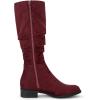 imageAllegra K Womens Slouch Round Toe Low Heel Boots Knee High BootsBurgundy