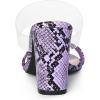 imageAllegra K Womens Snake Print Block Heel Snakeskin Heels Slide SandalsPurple