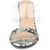 imageAllegra K Womens Snake Print Block Heel Snakeskin Heels Slide SandalsWhite Snakeskin
