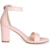 imageAllegra K Womens Solid Open Toe Buckle Block Heel Ankle Strap SandalsLight Pink