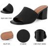 imageAllegra K Womens Square Toe Slip on Chunky Heel Slides SandalsBlack