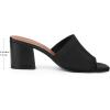 imageAllegra K Womens Square Toe Slip on Chunky Heel Slides SandalsBlack