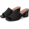imageAllegra K Womens Square Toe Slip on Chunky Heel Slides SandalsBlack