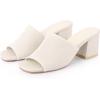 imageAllegra K Womens Square Toe Slip on Chunky Heel Slides SandalsCream