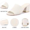 imageAllegra K Womens Square Toe Slip on Chunky Heel Slides SandalsCream