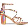 imageAllegra K Womens Strappy Crisscross Strap Opened Toe Block Heels SandalsColorful Gold