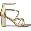 imageAllegra K Womens Strappy Crisscross Strap Opened Toe Block Heels SandalsGold