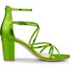 imageAllegra K Womens Strappy Crisscross Strap Opened Toe Block Heels SandalsPatent Green