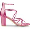 imageAllegra K Womens Strappy Crisscross Strap Opened Toe Block Heels SandalsPink