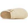 imageAllegra K Womens Suede Clogs Cork Platform Mules with Buckle Slip on SlippersBeige