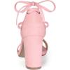 imageAllegra K Womens Tie Up Strappy Heels Light Pink Chunky High Heels Sandal 9 M US