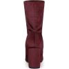 imageAllegra K Womens Velvet Round Toe Block Heels Foldable Mid Calf BootsBurgundy