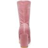 imageAllegra K Womens Velvet Round Toe Block Heels Foldable Mid Calf BootsPink