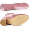 imageAllegra K Womens Velvet Round Toe Block Heels Foldable Mid Calf BootsPink