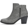imageAllegra K Womenss Low Chunky Heel Side Zipper Ankle BootiesGrey