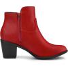 imageAllegra K Womenss Low Chunky Heel Side Zipper Ankle BootiesRed