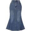 imageAllegra K Fishtail Denim Skirt for Women Casual Washed High Waisted Midi Jean SkirtsGrey Blue