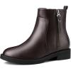imageAllegra K Round Toe Zipper Chunky Low Heel Ankle Boots for WomenDark Brown