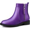 imageAllegra K Round Toe Zipper Chunky Low Heel Ankle Boots for WomenPurple
