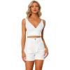 imageAllegra K Womens 2 Piece Outfits Casual Summer Sleeveless Knot Back Crop Top Camisole with ShortsWhite