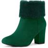 imageAllegra K Womens Christmas Faux Fur Chunky Heel Ankle BootsGreen