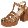 imageAllegra K Womens Gladiator Platform Square Toe TStrap Chunky Heel Fisherman SandalsBrown