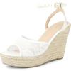 imageAllegra K Womens Lace Ankle Strap Platform Heel Espadrille Wedge Heels SandalsWhite