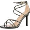 imageAllegra K Womens Open Toe Strappy Straps Stiletto Heel Gunmetal Sandals 10 M US