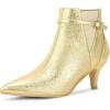 imageAllegra K Womens Pointed Toe Chelsea Kitten Heels Ankle BootsGold