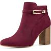 imageAllegra K Womens Round Toe Buckle Chunky Heels Ankle BootsBurgundy