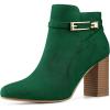 imageAllegra K Womens Round Toe Buckle Chunky Heels Ankle BootsGreen