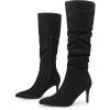 imageAllegra K Womens Slouch Pointed Toe Stiletto Heel Knee High BootsBlack
