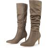 imageAllegra K Womens Slouch Pointed Toe Stiletto Heel Knee High BootsTaupe