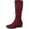 imageAllegra K Womens Slouch Round Toe Low Heel Boots Knee High BootsBurgundy
