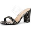 imageAllegra K Womens Snake Print Block Heel Snakeskin Heels Slide SandalsBlack Snakeskin