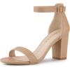 imageAllegra K Womens Solid Open Toe Buckle Block Heel Ankle Strap SandalsNude