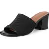 imageAllegra K Womens Square Toe Slip on Chunky Heel Slides SandalsBlack