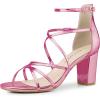 imageAllegra K Womens Strappy Crisscross Strap Opened Toe Block Heels SandalsPink