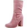 imageAllegra K Womens Velvet Round Toe Block Heels Foldable Mid Calf BootsPink