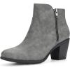 imageAllegra K Womenss Low Chunky Heel Side Zipper Ankle BootiesGrey