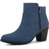 imageAllegra K Womenss Low Chunky Heel Side Zipper Ankle BootiesNavy Blue