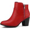 imageAllegra K Womenss Low Chunky Heel Side Zipper Ankle BootiesRed