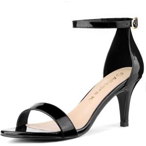 imageAllegra K Womens Ankle Strap Kitten Heeled Open Toe Stiletto Heels SandalsBlack