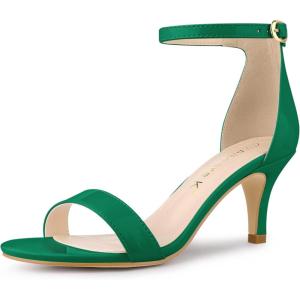 imageAllegra K Womens Ankle Strap Kitten Heeled Open Toe Stiletto Heels SandalsGreen