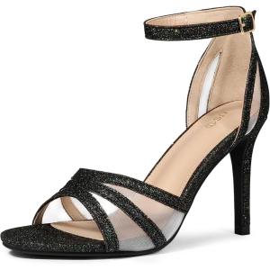 imageAllegra K Womens Glitter Ankle Strap Stiletto Heels Sandals