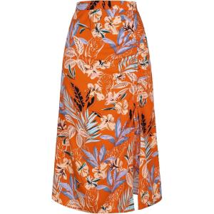 imageAllegra K Womens Hawaiian Skirts Summer Beach Ruched Split Thigh Tropical SkirtOrange 1
