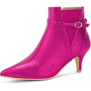 imageAllegra K Womens Pointed Toe Chelsea Kitten Heels Ankle BootsFuchsia
