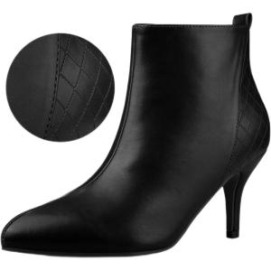imageAllegra K Womens Pointed Toe Side Zipper Stiletto Heels Ankle BootsBlack